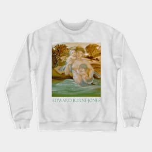 Mermaid with Her Offspring by Edward Burne-Jones Crewneck Sweatshirt